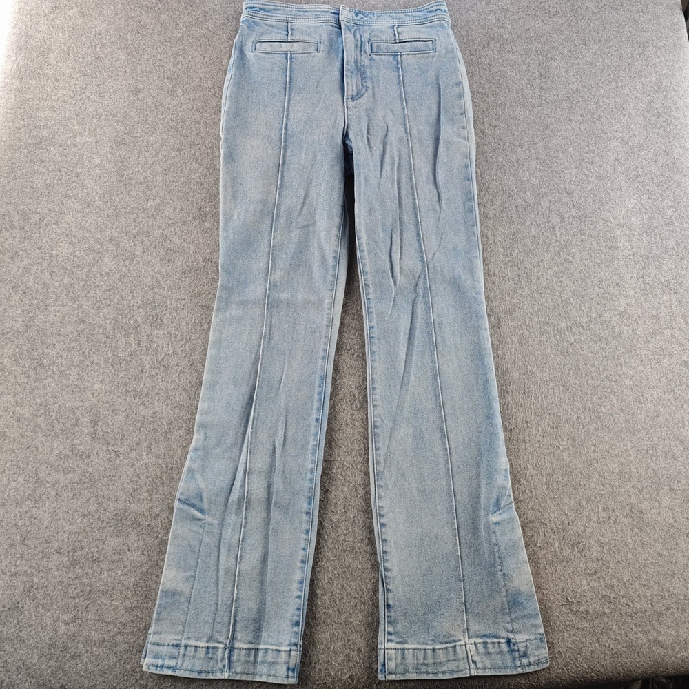 Tory Burch Flare Jeans Womens 27 Light Wash High Rise Side Slit Denim Pants